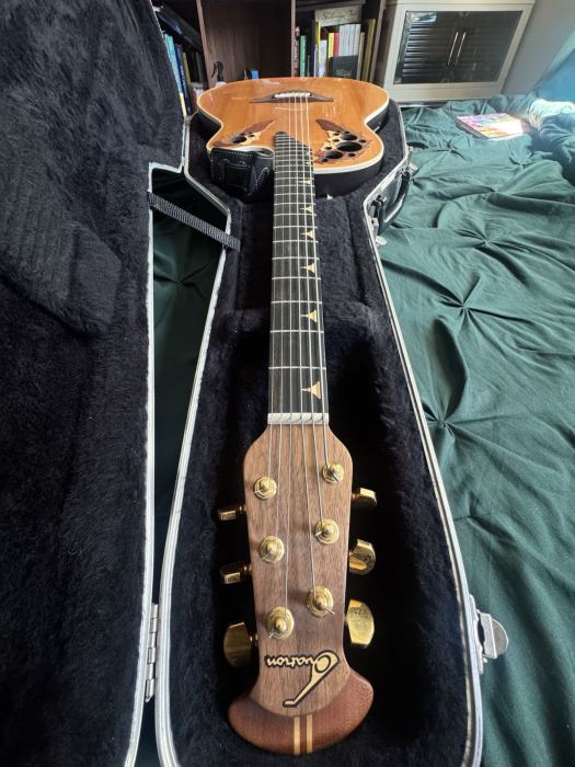 OVATION Baritone Acoustic Electric Guitar Natural Skin With Original Hard Case