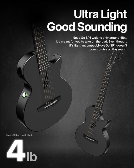 Enya NOVA GO SP1 Carbon Fiber Travel Guitar - 35" Acoustic Electric with Smart A