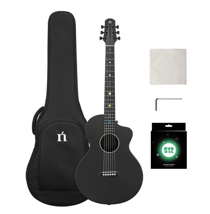 Natasha Asteroid Carbon Fiber 38" Travel Size  Steel String Acoustic Guitar