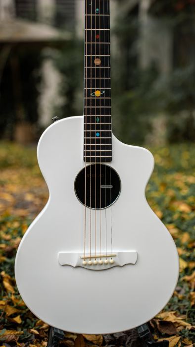 Natasha Asteroid 38" travel carbon fiber acoustic electric guitar Smart White
