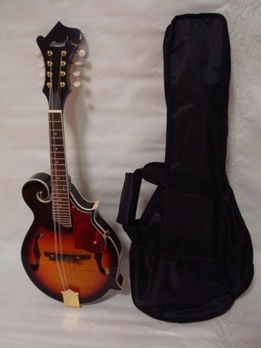 Free Gig Bag Hand Carved Solid Spruce Top F Style Mandolin, Sunburst