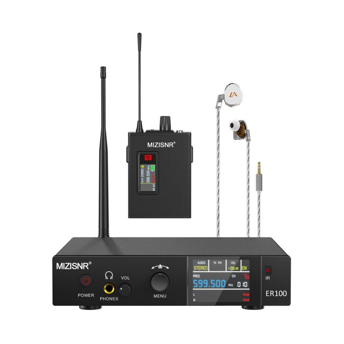 Wireless In-Ear Monitor System, Pro UHF Stereo/Mono IEM for Musicians with Me...