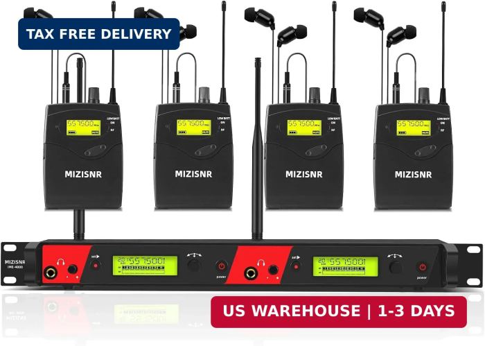 Wireless in Ear Monitor System, 4 Packs Mono Musician IEM System