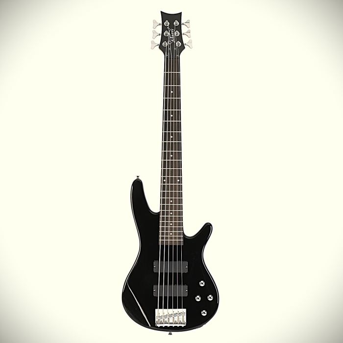 Black 6-String Electric Bass Guitar, H-H Passive Pickups, Maple Neck, Full-Size