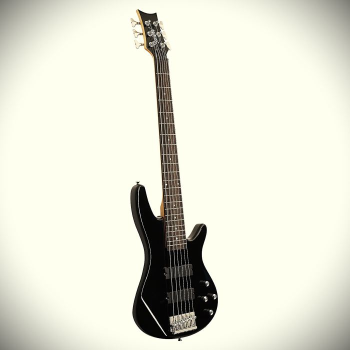 Black 6-String Electric Bass Guitar, H-H Passive Pickups, Maple Neck, Full-Size