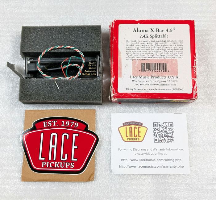 LACE Aluma X-Bar 4.5 Extended Range 8/9/10-String Guitar, 5/6 String Bass Pickup
