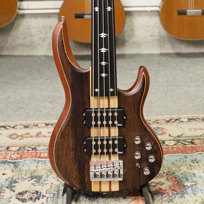 Fretless 5 string electric bass Guitar Millettia Laurentii Top Okoume body