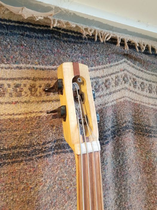 Right-hand Fretless Pocket Bass 4 String. Poplar Wood Festival Bass  28"  Scale 