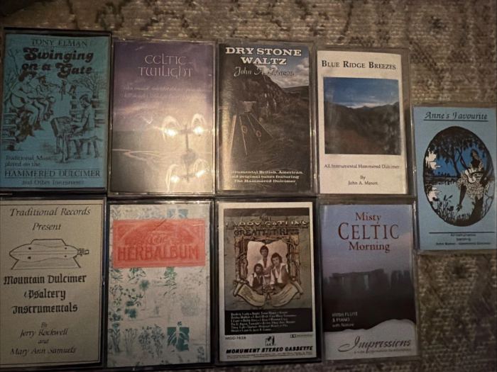 9 Vintage Celtic Folk Hammered Dulcimer Cassette Lot John Mason Tony Elman