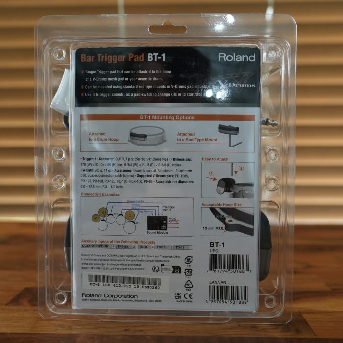 Roland BT-1 Bar Trigger Pad for V-Drums Hybrid Acoustic Drum Kit Electronic Perc