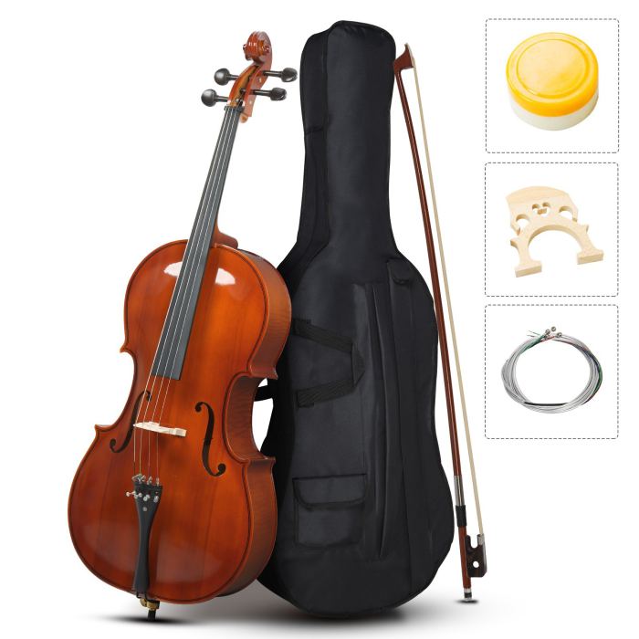 ❄️FAST, FREE SHIPPING!❄️ Cello w Case/Bag Made of Spruce, Ebony, and Maple +Bow!