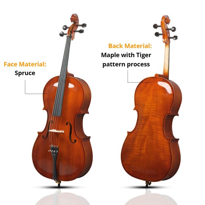 ❄️FAST, FREE SHIPPING!❄️ Cello w Case/Bag Made of Spruce, Ebony, and Maple +Bow!