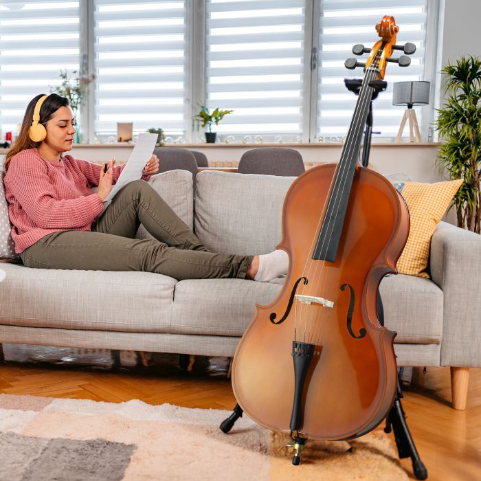 3/4 Full Size Natural BassWood Cello Set with Bag+Bow+Bridge+Rosin With Bag