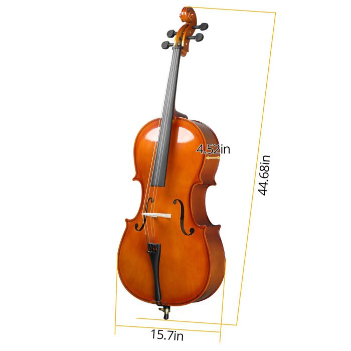 3/4 Full Size Natural BassWood Cello Set with Bag+Bow+Bridge+Rosin With Bag