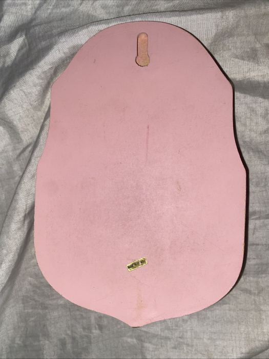 Vintage Folk Art  Cottage Wooden Door Harp 2-String Pink Floral Cottagecore