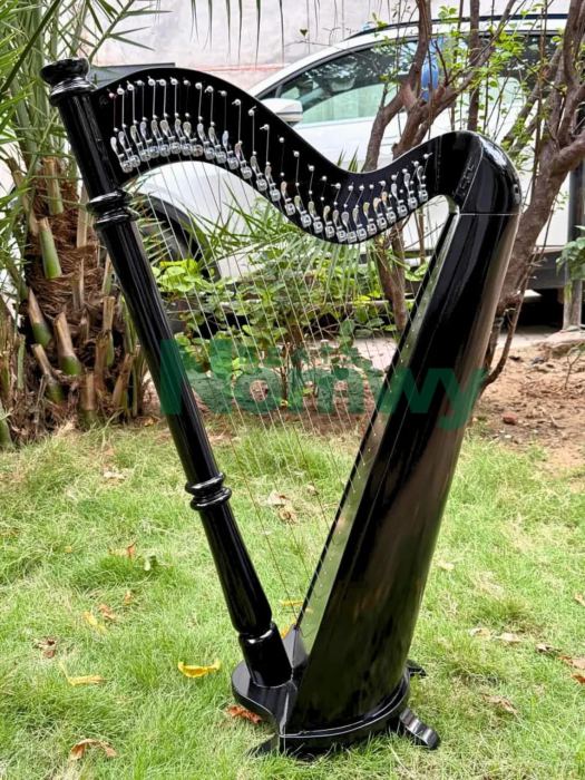 27 String Lever Harp - Black Beech Wood Celtic Folk Harp Extra Strings Key & Bag