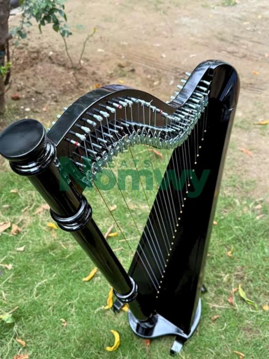 27 String Lever Harp - Black Beech Wood Celtic Folk Harp Extra Strings Key & Bag