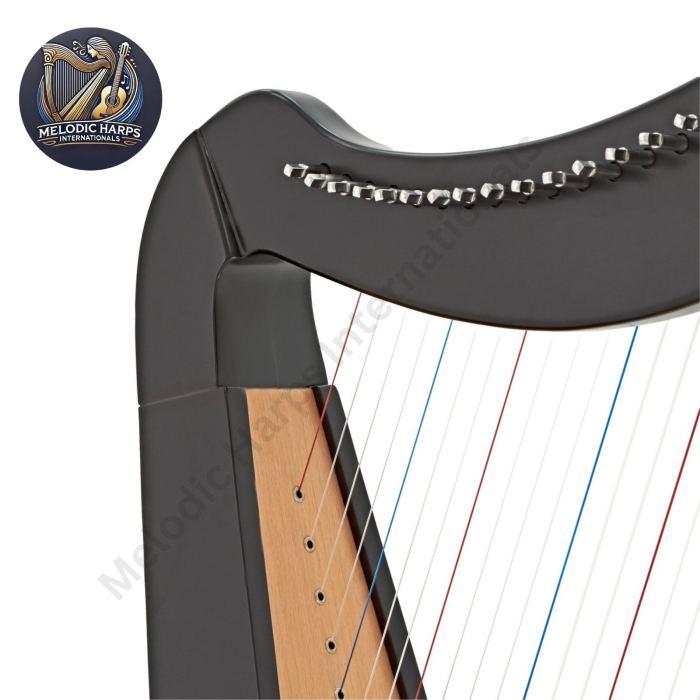 22 String Black Lever Harp | Irish Folk Harp with Tuning Key Nylon Strings & Bag