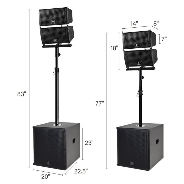 PRORECK CLUB 6000 Line Array Speaker DJ System 15'' Bluetooth PA Subwoofer 6000W