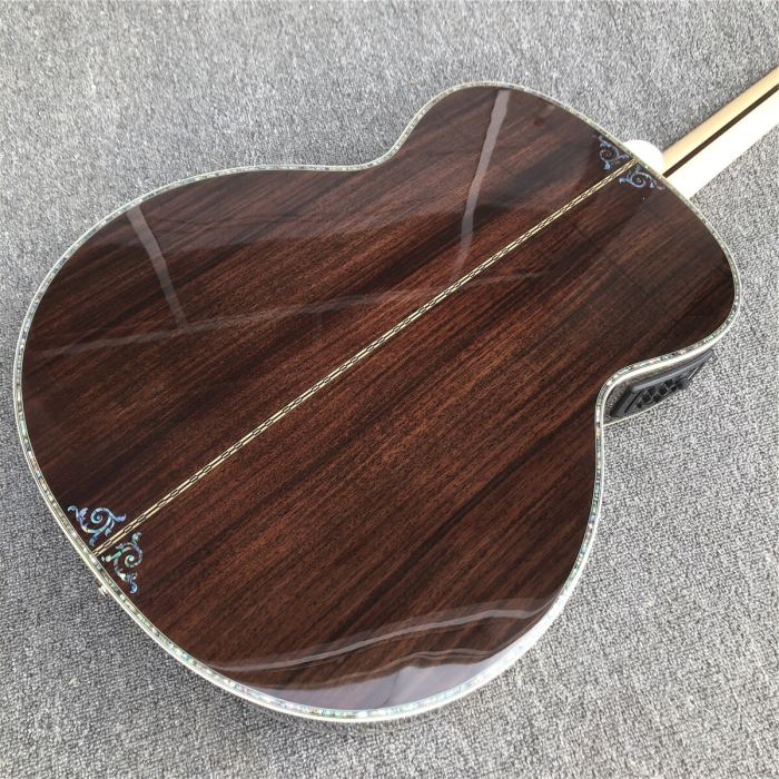 Custom 43 Inches Spruce Acoustic Guitar Abalone Inlays Rosewood Body Ebony