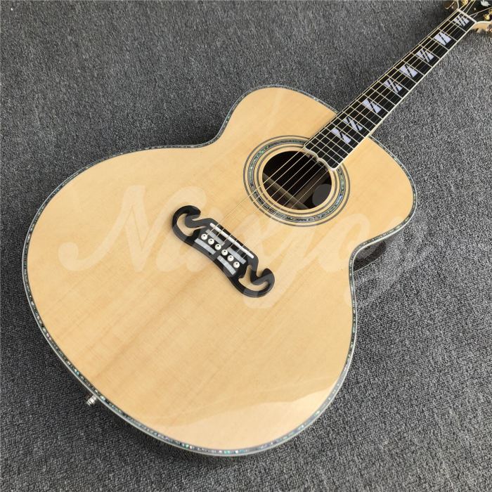 Custom 43 Inches Spruce Acoustic Guitar Abalone Inlays Rosewood Body Ebony