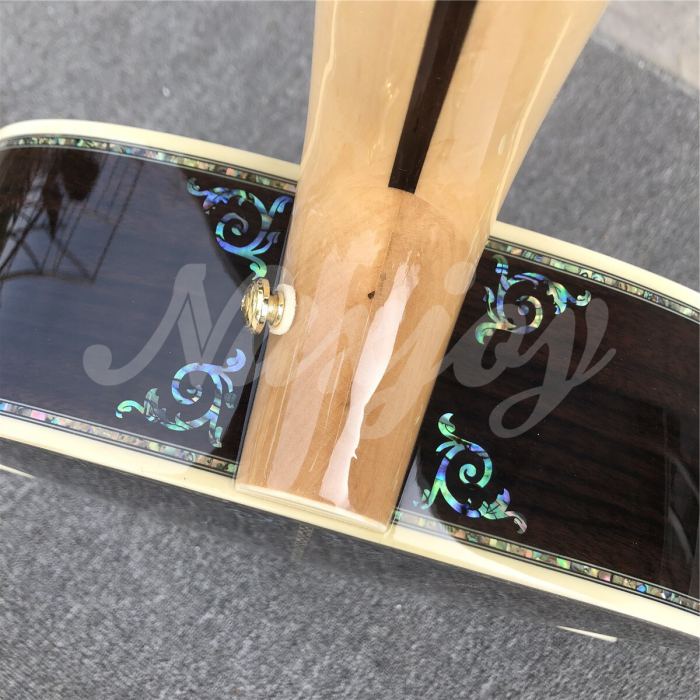 Custom 43 Inches Spruce Acoustic Guitar Abalone Inlays Rosewood Body Ebony