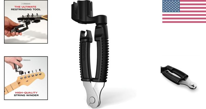 Pro-Winder All-in-One Guitar String Winder, Cutter & Bridge Pin Puller - Black