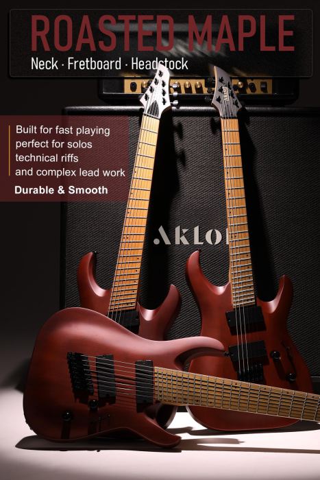 Multi-Scale 8-String Electric Guitar: Roasted Maple Neck W/String-Through Bridge