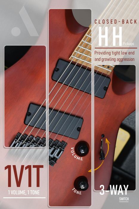 Multi-Scale 8-String Electric Guitar: Roasted Maple Neck W/String-Through Bridge