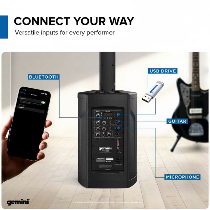 Gemini Modular Line Array Speaker 1200W Power Portable PA, Bluetooth