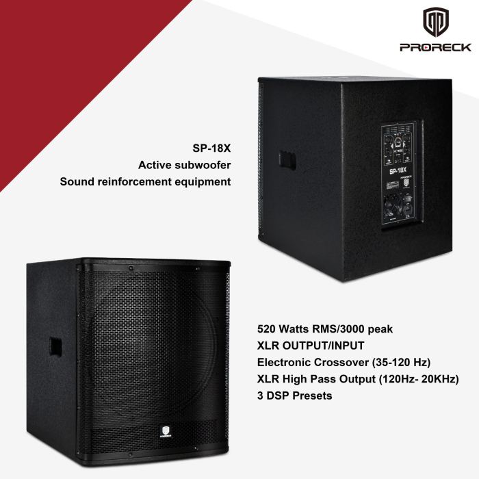 PRORECK SP-18X 18" 3000W Powered Subwoofer Band Gig Live Sound Class-D DSP