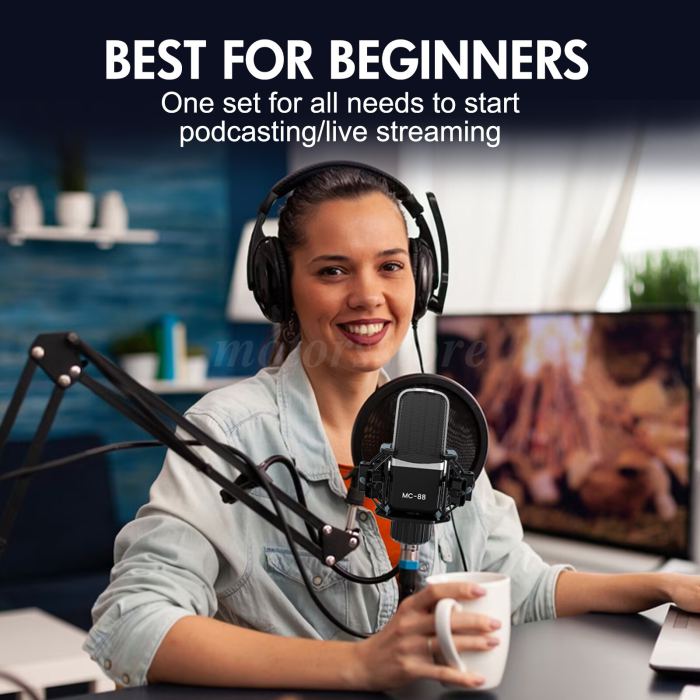 Professional Condenser Microphone Kit Complete Set For Podcast Studio Recording