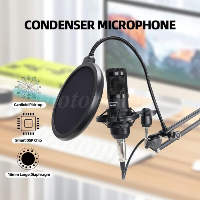 Professional Condenser Microphone Kit Complete Set For Podcast Studio Recording