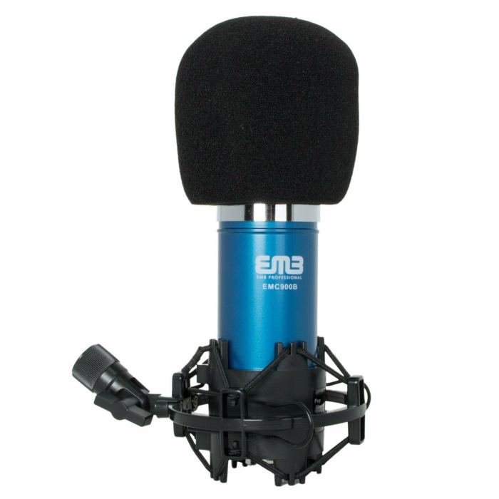 EMB Pro 900 Blue Studio Condenser Microphone + Shock Mount + Anti-wind Foam Cap