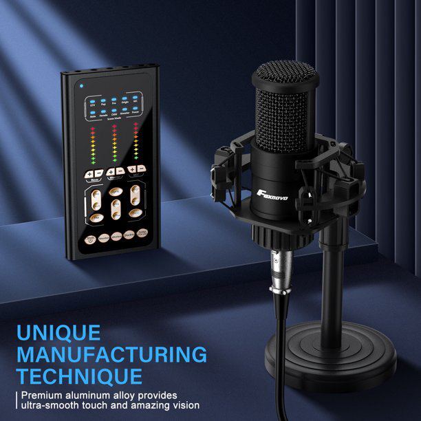 Condenser Microphone Studio Recording Professional Live SoundCard kit Bluetooth 