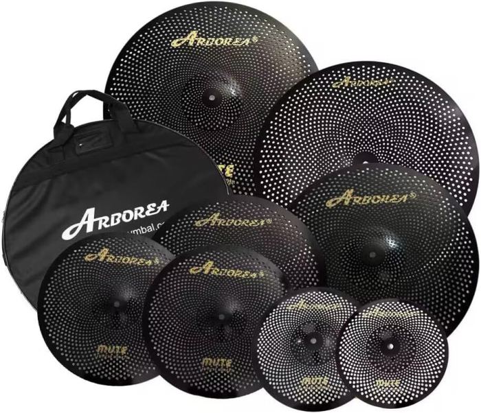 8 Pcs Low Volume Cymbal Pack, Practice Cymbals Set!