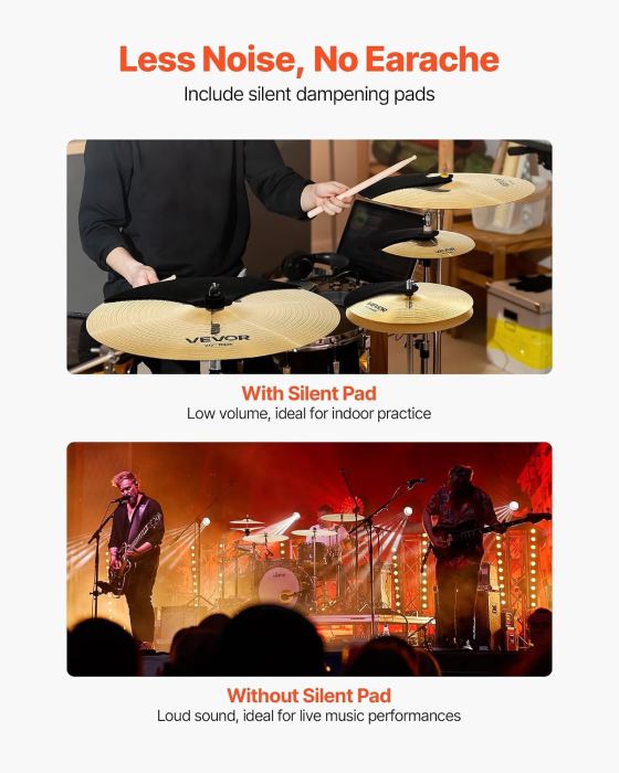 Cymbal Pack, 5 Pieces Cymbals for Drum Set, Alloy Cymbals Drum Set Includes 14-i