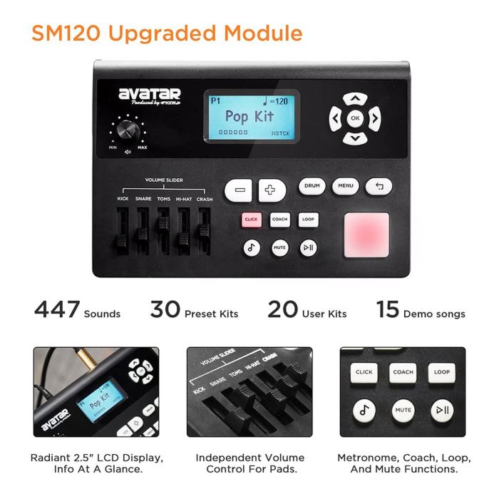SD61-5 Professional Electric Drum Set Mesh Electronic Drum Kit with 447 Sound...
