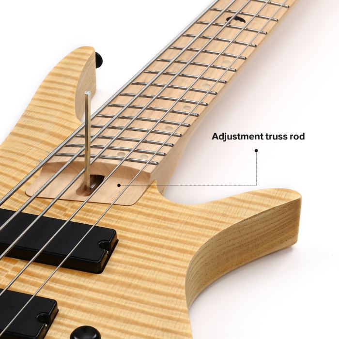 Travel Electric Bass Guitar Headless 5 String Fanned Fret Electric Bass W/GigBag