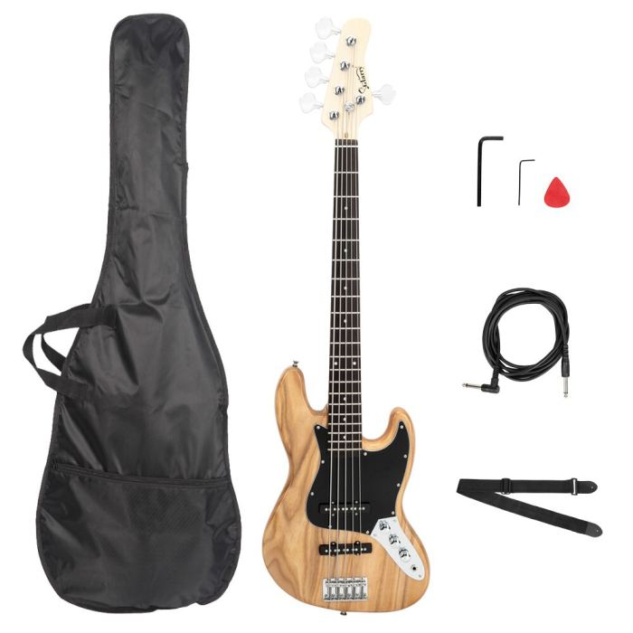 🎶FREE SHIPPING!🎵 5 String J Style Electric Bass Guitar +Case/Bag!