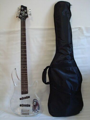 Professional 5 String Clear Body Lucite Electric Bass Guitar