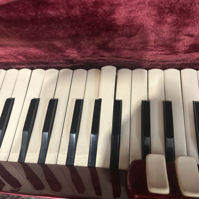 Vintage Silvio Soprani professional accordion Red Cracked Ice 1950s, Tested