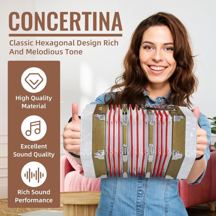 Concertinas,20-Key Accordion for Adults, Professional Accordion for Beginners, A