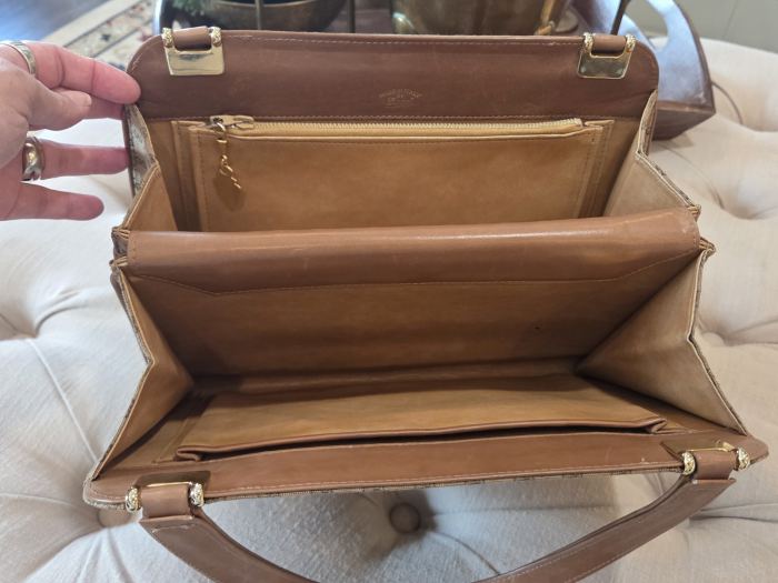 Rare Old Gucci Micro GG  Accordion Top Handle Bag Flap-over Slide Clasp 