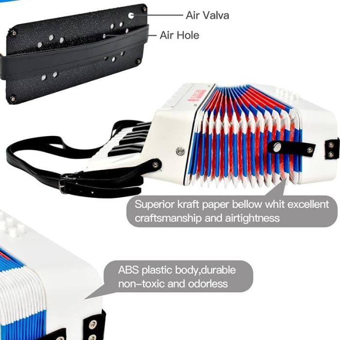 Accordion Instrument for Kids Professional 17 Keys 8 Bass Accordion with Straps