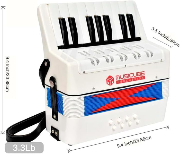 Accordion Instrument for Kids Professional 17 Keys 8 Bass Accordion with Straps