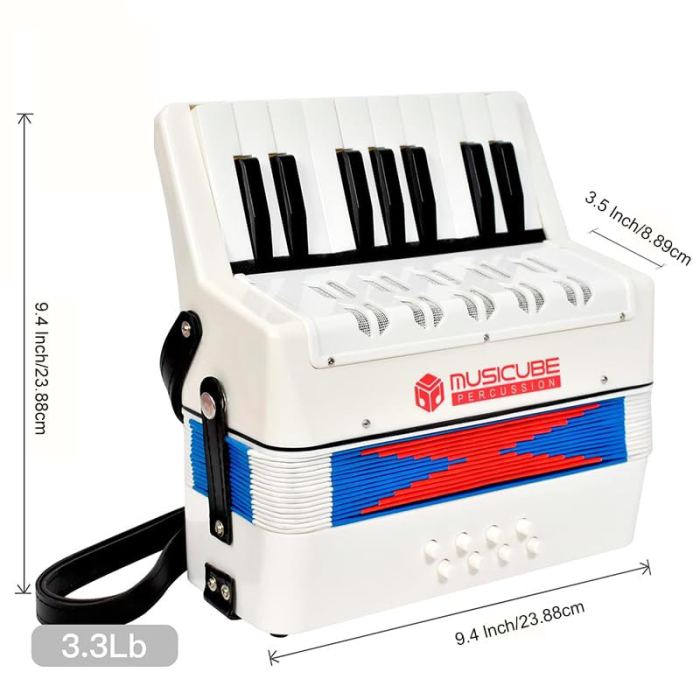 Accordion Instrument Professional 17 Keys 8 Bass Accordion with Straps