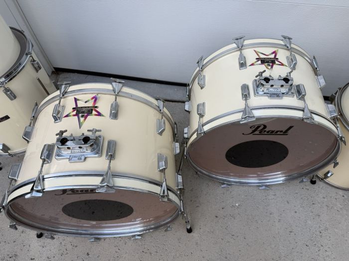 Vintage 1970s Pearl Fiberglass 16-Piece Monster Drum Kit + Pearl Hardware JAPAN