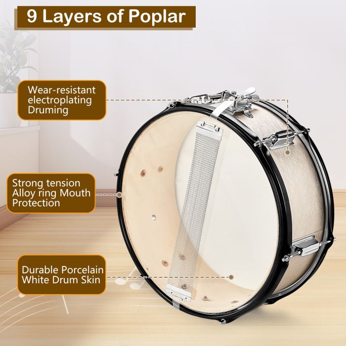 5-Piece Complete Full Size Pro Adult Drum Set Kit with Genuine Remo Heads