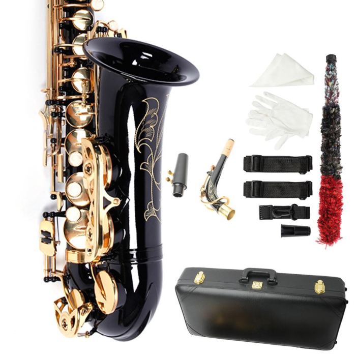 Professional Alto Black Saxophone Sax With Strap Shell Button for Beginner